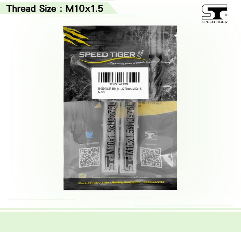 SPEED TIGER TSM_M10x1.5 HSS Spiral Flute Taps, Metric M10x1.5mm H3 Tolerance, Uncoated 3 Straight Flutes – Made in Taiwan (2 Pieces, M10x1.5) - Image 4